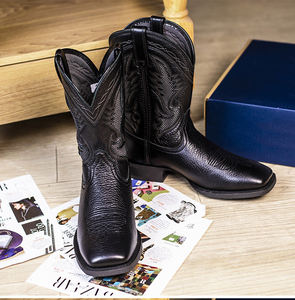 מגפיים מעור בוקרים קוהידה מגפי המדבר הבוהן מרובעות וינטג 'סגנון מערבי העליון העליון נעלי קרסול גברים נעליים גברים - Product Image 3