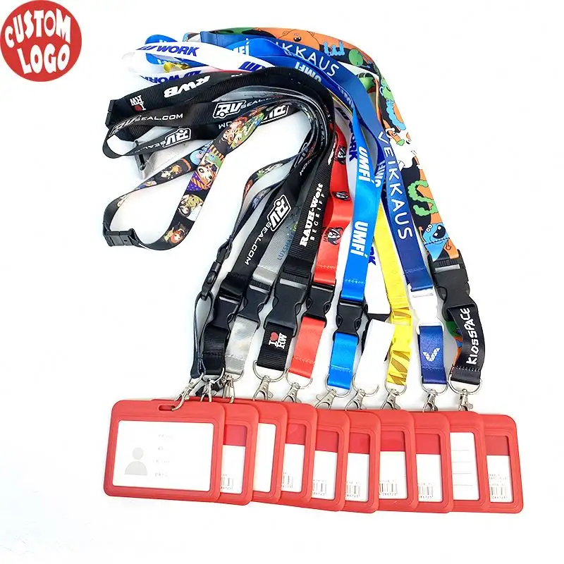 Hete Verkopende Verticale En Horizontale Doorzichtige Transparante Pvc Hard Plastic Ps Id Lanyards Riem Metalen Portemonnee Creditcardhouder