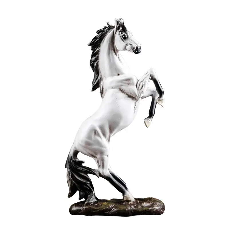 Estatua de caballo de resina, estatua de caballo blanco y negro, productos de caballos, novedad de 2020