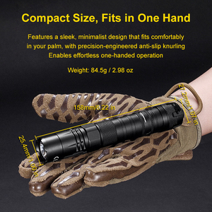 Xách tay có thể sạc lại LED chiến thuật đèn pin 1200 lumen độ sáng cao Hợp kim nhôm không thấm nước Extra-Long Pin IP68 - Product Image 3