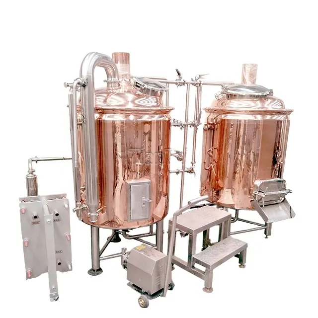 100L 100liters customize red copper steam heated two vessel brewhouse beer brewing pot home brewery system