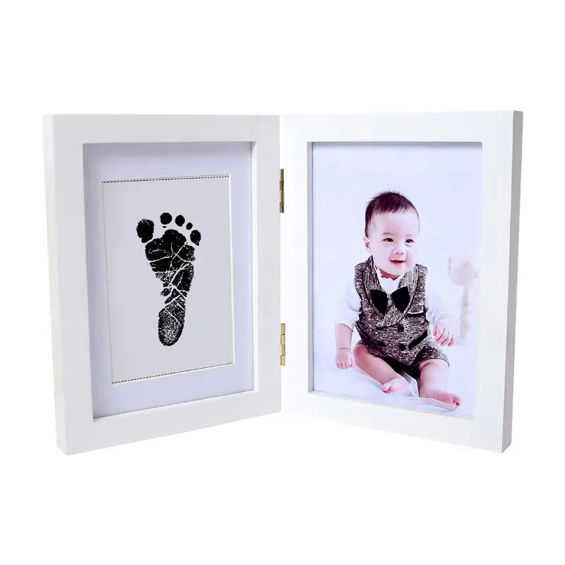 Pearhead Babyprints yenidoğan el izi ve ayak izi fotoğraf çerçevesi temiz dokunmatik mürekkep pedi, cinsiyet nötr bebek hatıra resim