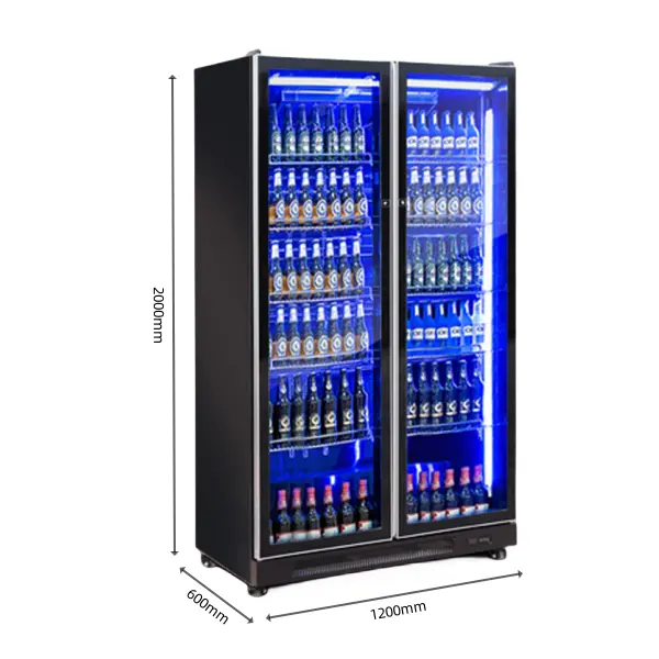 Refrigerador de exhibición comercial con puerta de vidrio individual Congelador de gabinete de bebidas vertical grande para refrigerador de tienda de cerveza y bebidas