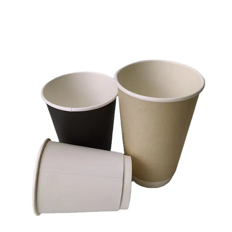 Impresión de logotipo personalizado, pulpa de fibra desechable biodegradable, revestimiento de PLA, taza de papel de cartón para café