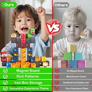 2025 Trending 49 Stuks Plastic Magnetische Kubussen Steel Leren Reis Speelgoed Set Draagbare Blikken Doos Mini Magnetische Bouwstenen Voor Kinderen - Product Image 4