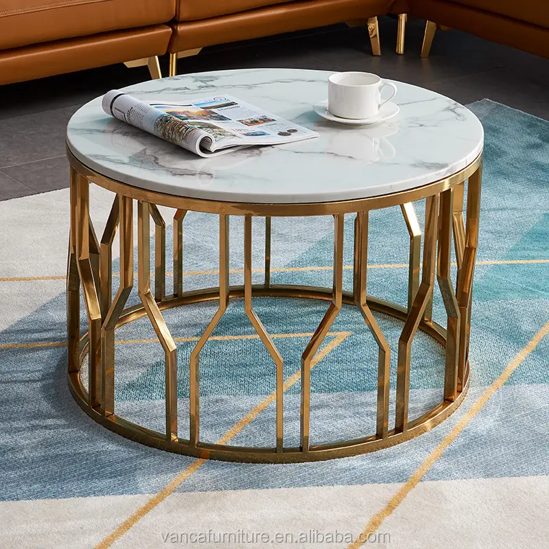 Nordic light luxury style modern coffee table metal minimalist tea table round side table home living room furniture