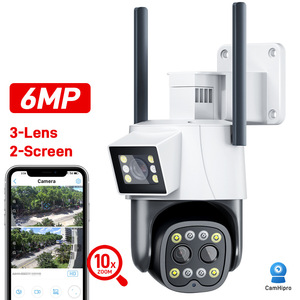Camhipro 6MP Wifi 4G <strong>Camera</strong> 2.5&quot; 10X Optical Zoom Three Lens Dual Screen Outdoor Cctv <strong>Camera</strong> With Sound and Light Warning - Product Image 6
