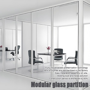 Partición de pared de oficina transparente de estilo moderno Vidrio templado con marco oculto Partición de vidrio de pared acústica - Product Image 4