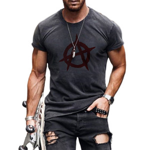 Max yüksek kalite ağır özel rahat boş kısa kollu boy % 100% pamuk Vintage asit yıkanmış T Shirt erkekler - Product Image 1