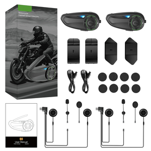 Paquete doble de auriculares para casco de motocicleta Q8, auriculares inalámbricos con intercomunicador, auriculares impermeables de 1500m, sistema de comunicación de largo alcance - Product Image 6