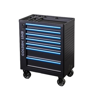 Goldenline 7抽屉金属工具箱滚轮柜，带手动工具组钢滚动工具推车 - Product Image 3