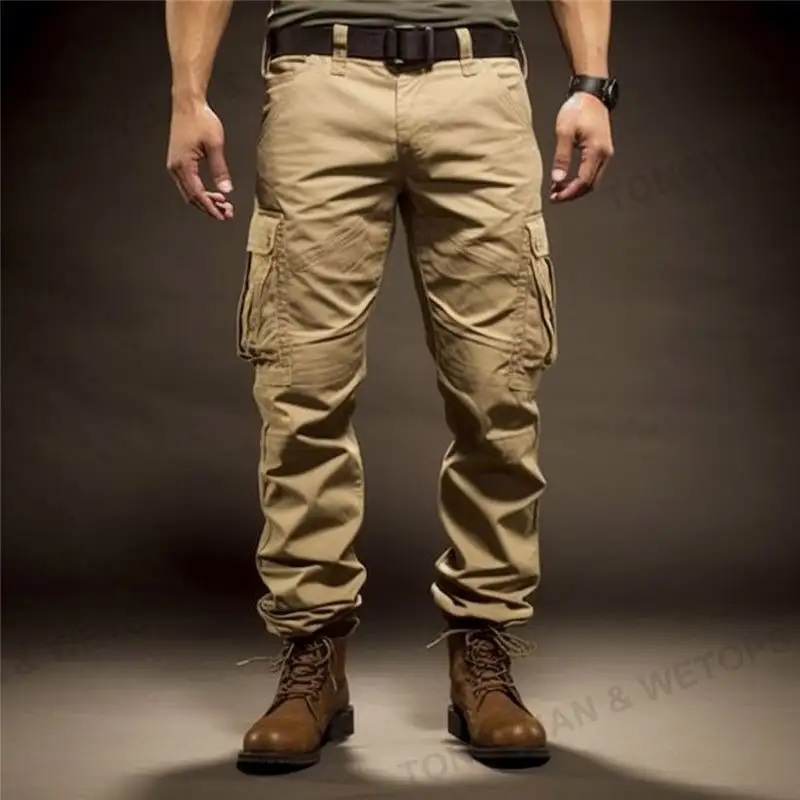 Pantalones de combate al aire libre para hombre, pantalón de trabajo táctico de talla grande, con múltiples bolsillos