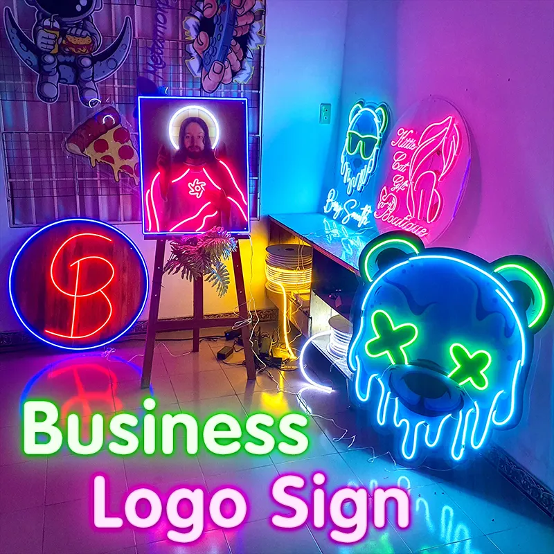 Logotipo personalizado neon leve sinal de casamento, uv impressão personalizada neon sinal logotipo de negócios sinal de nome neon