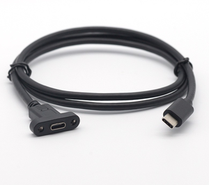 Usb 2.0 3.0 C型微型B母螺钉面板安装到USB C微型B公直角适配器扩展电缆 - Product Image 1