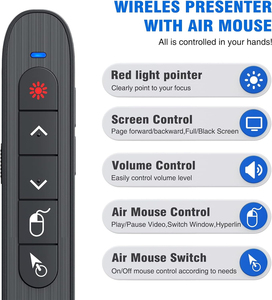 Telecomando Laser presentatore Wireless con controllo del Mouse ad aria, presentazione USB ricaricabile puntatore PPT RF 2.4GZ Clicker PowerPoint - Product Image 2