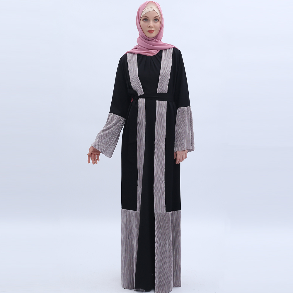 Women's Long Sleeve Maxi Dress Muslim Ramadan dress cardigan Arab outfit Islamic Arabic Style Casual Dress 9501
