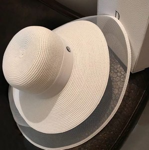 时尚经典迷人的面纱女士夏季草帽沙滩帽网纱拼布帽子女式夏帽