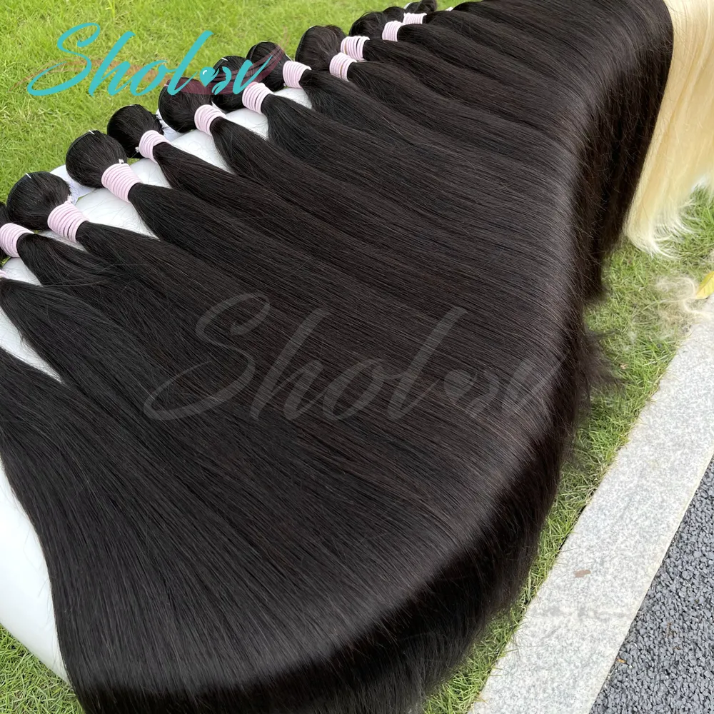 Extensão de cabelo indiana sem processado, venda por atacado de extensões de cabelo humano indiana alinhado de cutícula natural remy