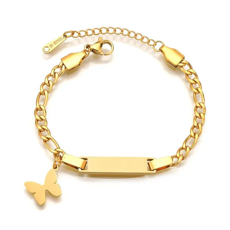 Produttore di gioielli da donna placcato in oro per bambini in acciaio inox Charm nome personalizzato gioielli personalizzati braccialetti per bambini