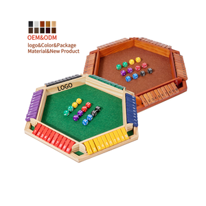 1-6名玩家的榆次木制翻牌棋盘游戏用16个儿童和成人数字骰子关闭盒子骰子象棋 - Product Image 2