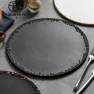 Çevre dostu altın yemek takımı yüksek kabartmalı altın tasarım seramik tabak - Product Image 5