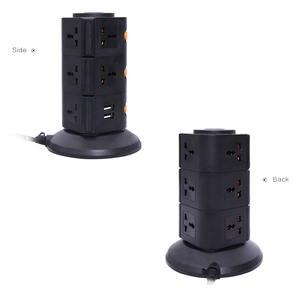 Enchufe de mesa Enchufe de extensión de torre 3 capas 10 salidas universales 4 puertos USB Cargador inalámbrico de 10W con interruptores individuales - Product Image 5