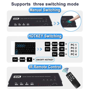 Xput-multivisor 4K, HDMI, 4x1, 4 entradas, 1 salida, HDMI, conmutador sin costuras, compatible con función KVM