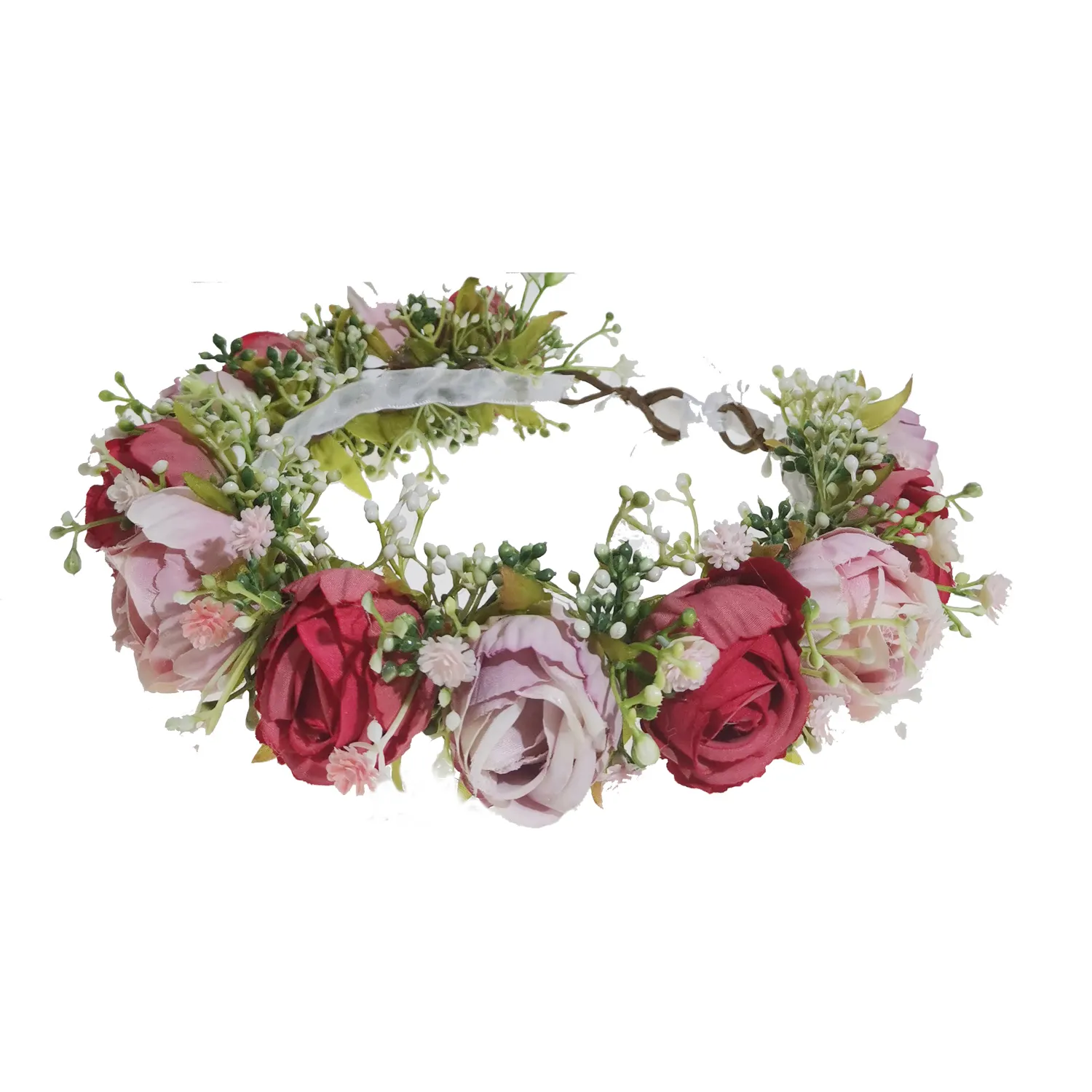 Bloemen Haar Krans Accessoires Bruiloft Verjaardag Bloem Hoofddeksels Bloem Kronen Hoofdbanden Gevlochten Haarband Meisje Bloemenslinger