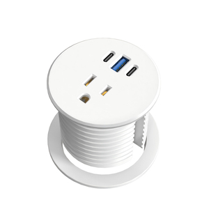 JOYE嵌入式家具书桌电源索环迷你圆形索环插座，带USBA + usb-c/内置台式美国电源插座插座 - Product Image 1