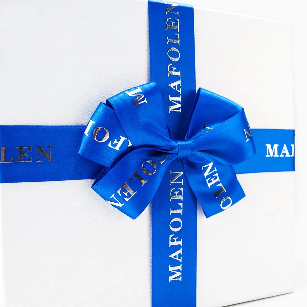 E-Magic Pre Made Satin Ribbon Geschenk verpackungs bogen Selbst klebende Satin schleife mit Logo gedruckt