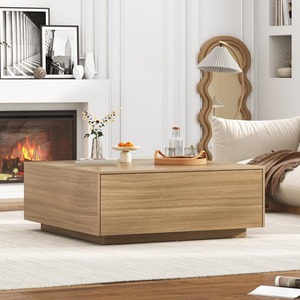 Wholesale Large Rectangle Oak Extendable <strong>Square</strong> Coffee <strong>Table</strong> with 2 Drawers Rectangle Center <strong>Table</strong> for Home Furniture - Product Image 3