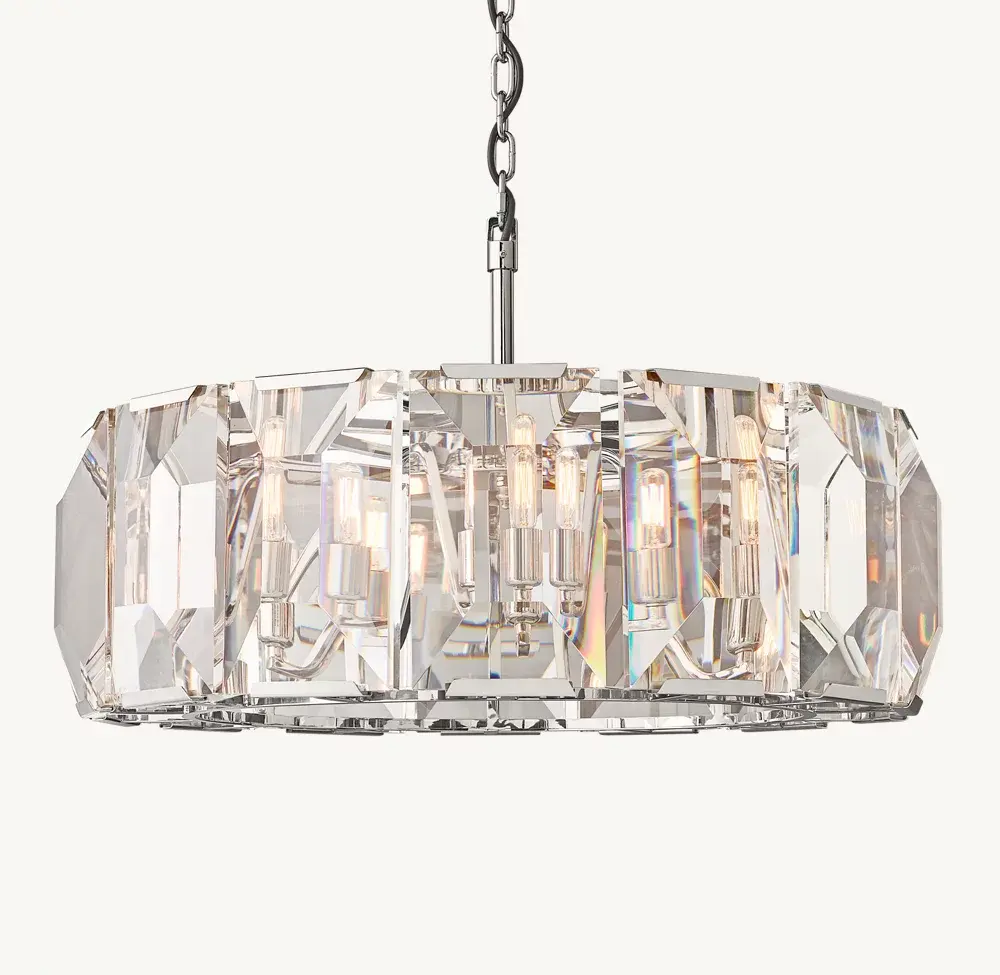 Sunwe American design Indoor Decorative Crystal Pendant Light Polished Stainless Steel 31 inch Harlow Crystal Round Chandelier