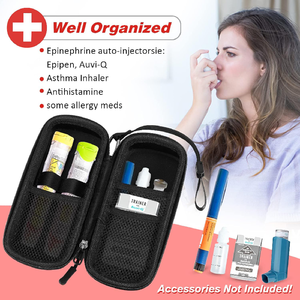กระเป๋าทางการแพทย์ฉุกเฉินมี2 epipens ถุงจัดเก็บยาดูดซับแรงกระแทกแบบแข็งสีชมพู - Product Image 4