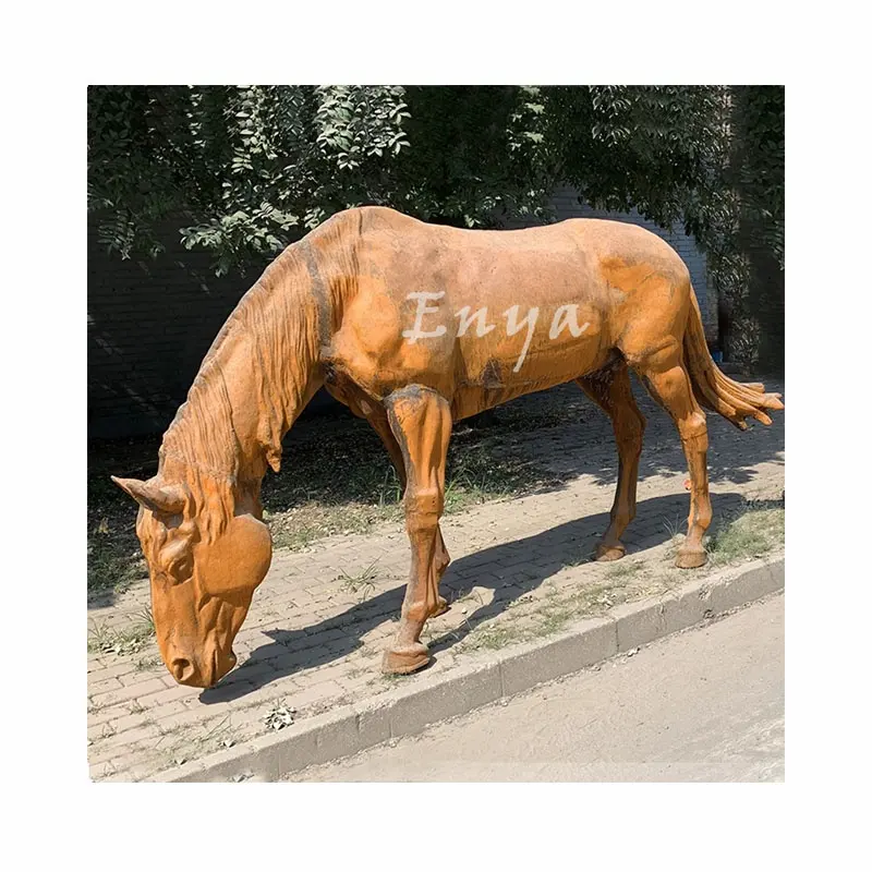 Ornements de jardin en métal rustique extérieur Patio pelouse Animal Ex grande statue de Sculpture de cheval grandeur nature en fonte