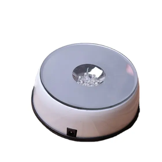 9 centímetros de diâmetro de cor prata alimentado por bateria rotativa base de luz led para 3d cubo de cristal