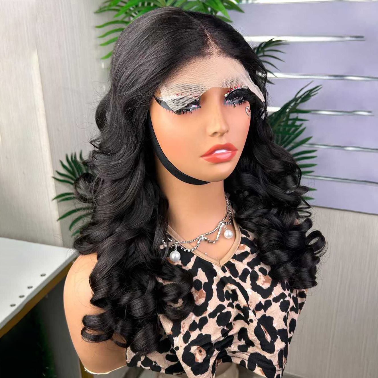 Peluca de cabello humano con ondas sueltas