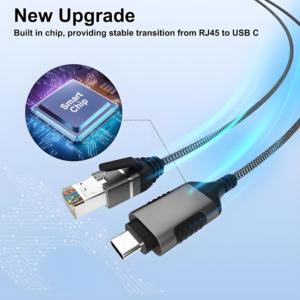 カスタムロゴ超スリムUSB CからRj45イーサネットアダプターケーブルCat6パッチコードネットワーク1000MbpsラップトップルータースイッチRj45