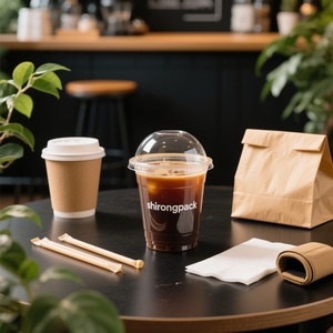 定制印花宠物一次性塑料杯，带盖和吸管 -- 用于泡茶、果汁的环保透明冷饮容器