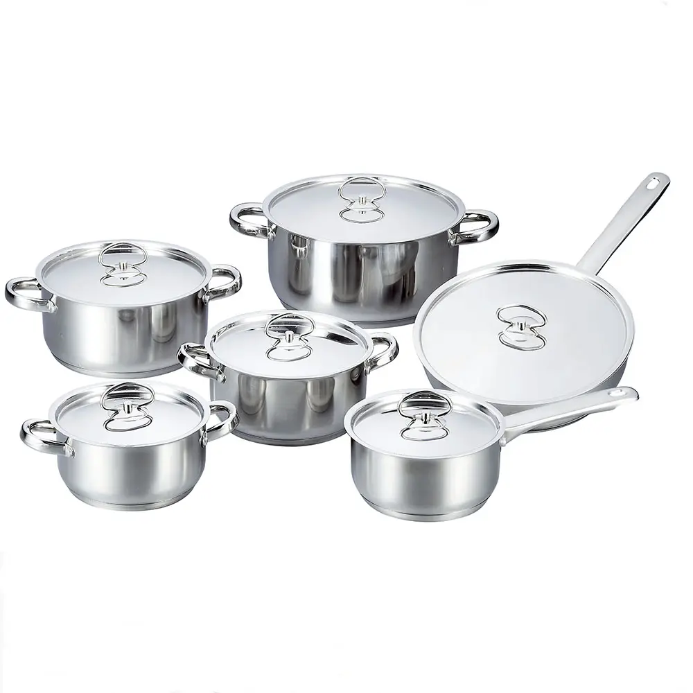 Commercio all'ingrosso 12 pcs in acciaio inox da cucina casseruola pentola di cottura in acciaio inox set di pentole