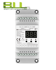 D4 RDM DMX 4通道解码器DMX512发光二极管灯控制器数字，用于RGB RGBW发光二极管条形灯