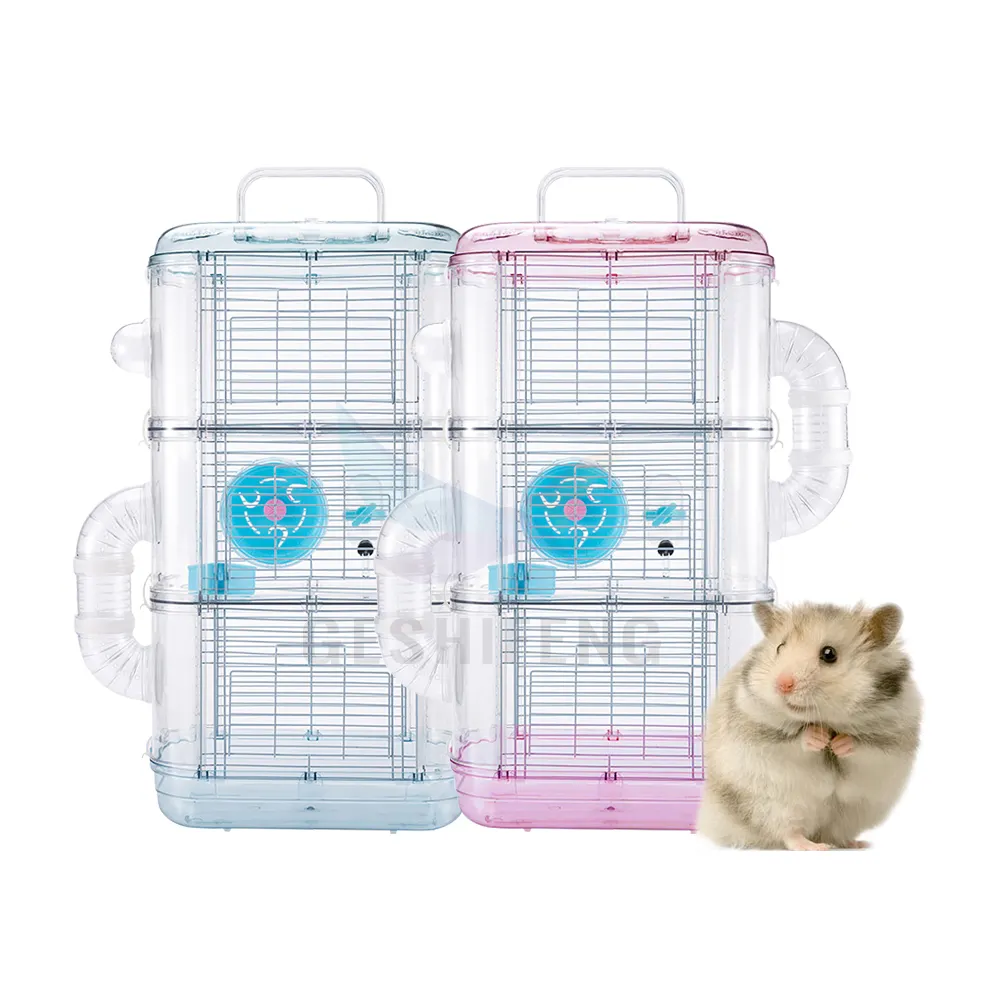 Hamster için Pet küçük hayvan kafesi, iki katmanlı lüks tünel Hamster kafesi