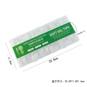 透明シームレスフルカバーマットデザイン長い棺のヒントアクリル爪用セット600個入り - Product Image 5