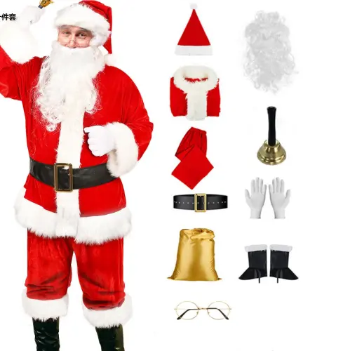 Fabriek Groothandel Kerst Kostuum Santa Kostuum Fluwelen Pak Volwassen Kerst Set Feest Santa Kostuum