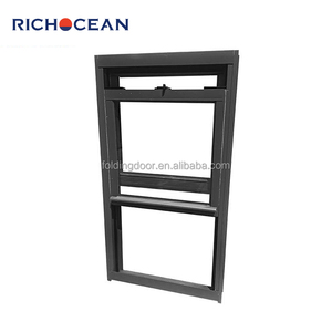 RICHOCEAN Customizable Double Hung <strong>Sash</strong> <strong>Window</strong> Aluminum <strong>Windows</strong> in Black Vertical up Down Sliding <strong>Window</strong> with Louver - Product Image 6