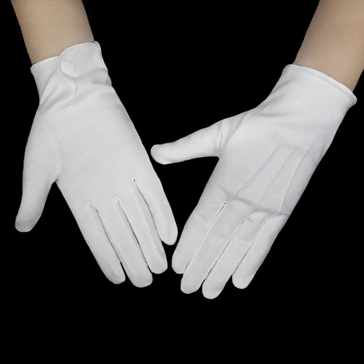 Guanti da parata bianchi con fascia da marcia guanti da parata bianchi per camerieri della chiesa guanti antiscivolo con presa a pois