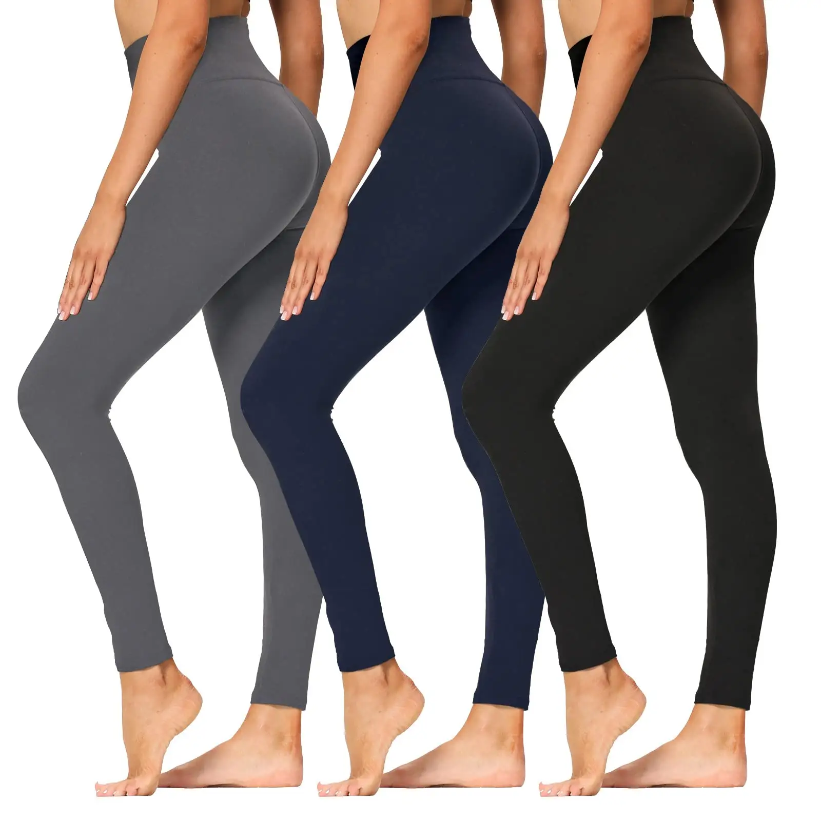 2024 Leggings em promoção Preço de atacado de fábrica logotipo personalizado OEM ODM calças leggings femininas de cintura alta poli respirável escovado
