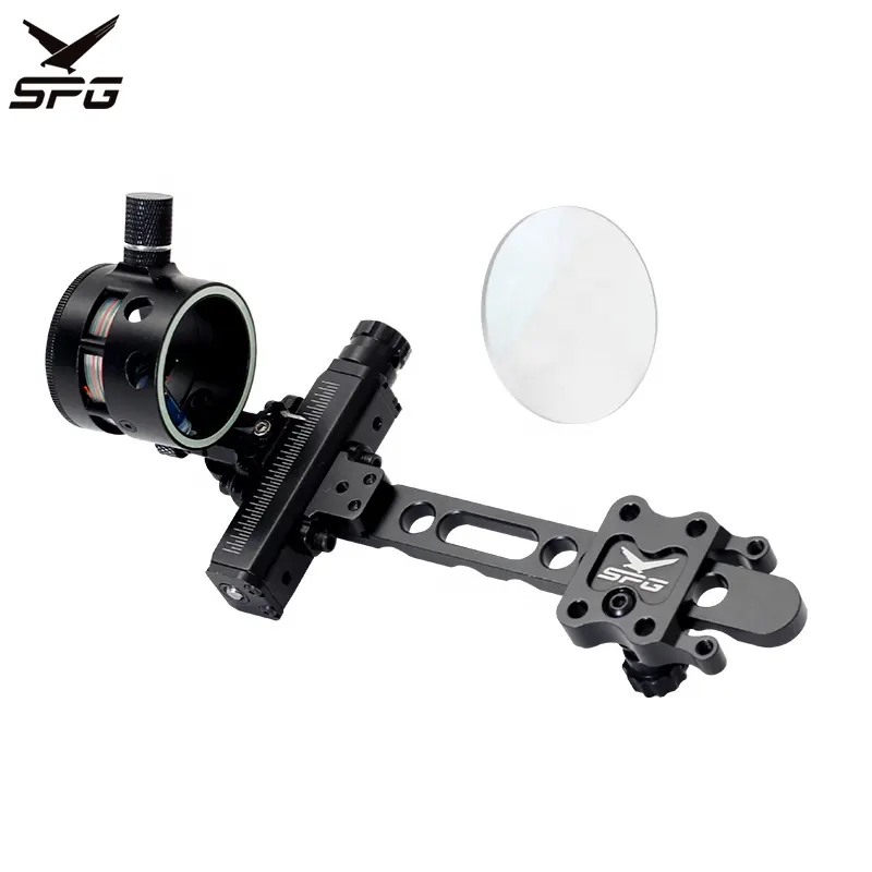 SPG tiro con l'arco mirini per arco archi composti in alluminio e frecce bersaglio da caccia Single Pin 6X/8X 1.75 Scope Lens accessori per barre lunghe