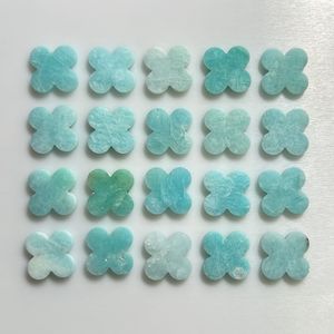 HQ GEMS بالجملة دبي 13x13x2 لون جديد أزرق طبيعي حجر أمازون أربع أوراق حجر البرسيم - Product Image 1