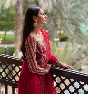 Indian Long Flared Naira Cut <strong>Red</strong> Color Kurti for Women Ready Made Indian Casual Wear Dresses Fully Stitched Kurti Palazzo Set