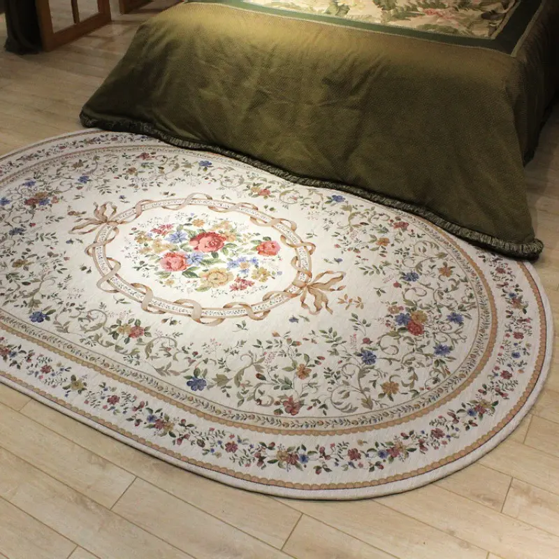 Alfombra de área redonda floral vintage tradicional de nuevo diseño, alfombra lavable para sala de estar, alfombra ovalada grande y alfombras de área